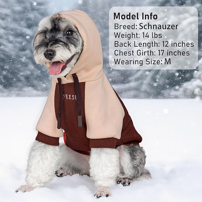 KYEESE Dog Hoodie Stretchy Dog Clothes for Small Dogs Dogs Winter Coat for Cold Weather Cat Coat with Leash Hole Soft Pet Sweatshirt with Drawstring Comfort Cat Sweater Warm Pet Clothes