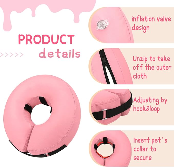 Supet Inflatable Dog Cone Collar Alternative After Surgery, Dog Neck Donut Collar Recovery E Collar for Neuter, Soft Pet Cone for Small Medium Large Dogs