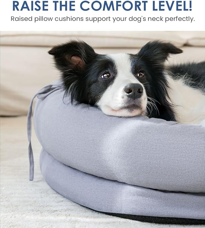 Orthopedic Dog Bed for Large Dogs, Pet Sofa Bed with Egg Crate Foam, 4-Sided Bolster, Removable Washable Cover & Anti-Slip Bottom, Large Light Gray