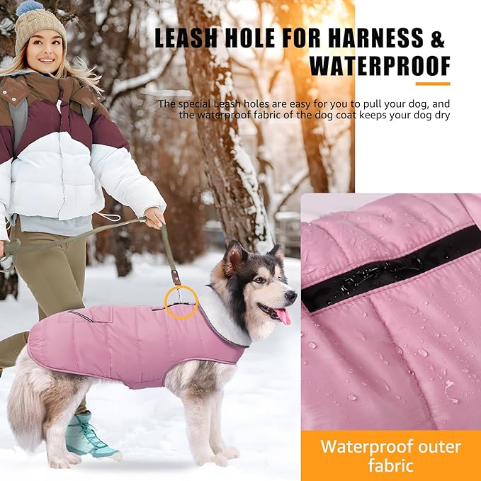 iBuddy Dog Winter Coats with Fleece Vest,Waterproof Warm Dog Snow Jacket Windproof, Reflective Adjustable Pet Dogs Cold Winter Coat for Dogs Girl Boy