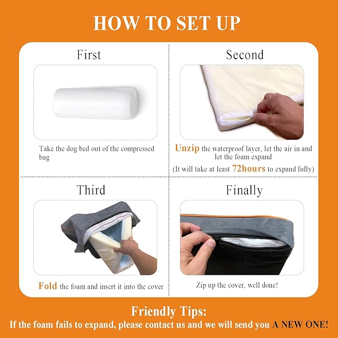 Dog Orthopedic and Crate Beds, Made of Memory and High Resilience Foram, Two-Sided Use, Providing Soft and Relatively Hard Support, with an Extra Inner Waterproof Protector (Gray, Medium)