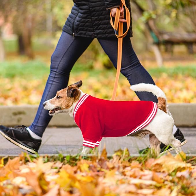 Dog Sweaters for Medium Dogs, Brushed Fleece Dog Sweater Baseball Jacket Soft Warm Pet Sweater Clothes Medium Sized Boy Girl Pet(Red-M)