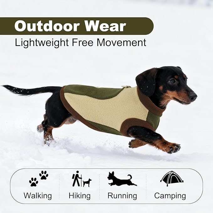 2XL Fleece Dog Vest Sweater, Soft & Warm, Leash Ring Winter,Warm Dog Clothes for Medium Pets,Cold Weather Pullover Vest for Beagle,Machine Washable,Army Green,Size 2XL