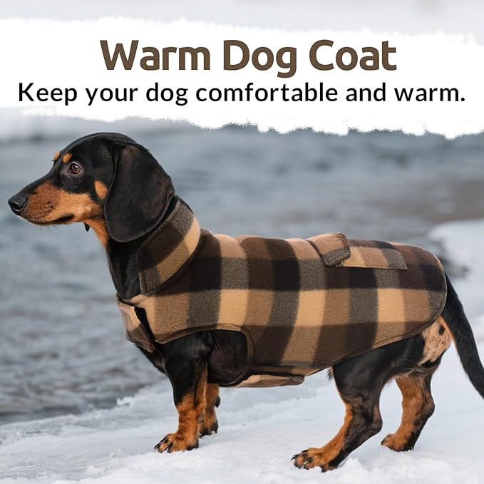 ASENKU Dog Winter Jacket Plaid Reversible Vest, Waterproof Dog Coat for Cold Weather, Perfect for Small to Large Dogs (Coffee, 2XL)