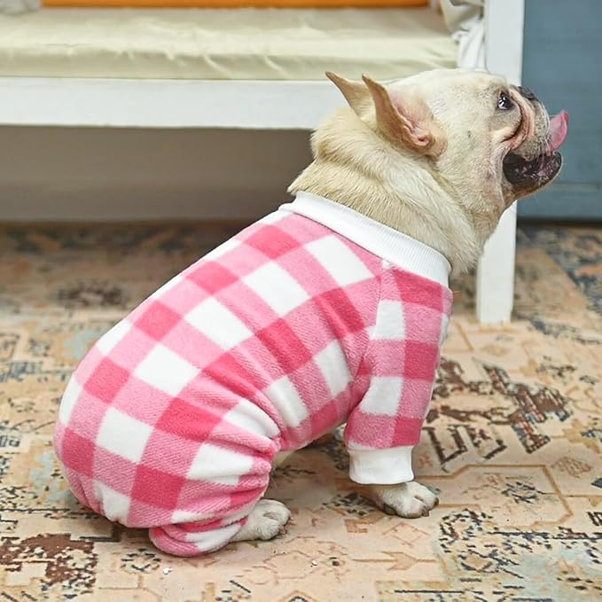 SCENEREAL Dog Pajamas for Medium Dogs Girl - Soft Warm Pet Sweater Clothes, Pink Puppy Onesie Outfits for Doggie Winter Christmas Thanksgiving - Dog Jammies Pjs