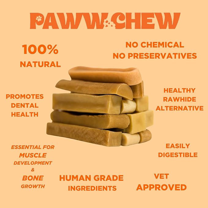 PAWW CHEW Himalayan Yak Chews for Small Dogs - 100% Natural Long Lasting Dog Treat, (Small - 8 Pack) Odorless, High Protein Yak Cheese, Limited Ingredient Yak Bones for Small Dogs