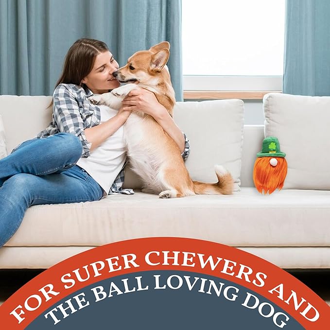 Flourish Pets 2 in 1 Multi-Layer Chew Toy for Active Dogs | Non-Toxic BPA Free Double Stitched Soft Fabric Exterior Dog Toys | Long-Lasting Dog Plush Toys β Leprechaun 3.5"