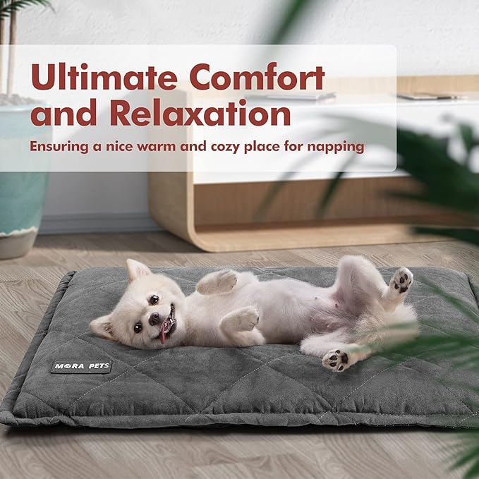 Mora Pets Self Heating Cat Bed Self Warming Cat Ped Ultra Warm Thermal Pet Bed Mat 30 x 21 Inches with Removable Cover Outdoor Indoor for Cats and Small Medium Dogs Machine Washable