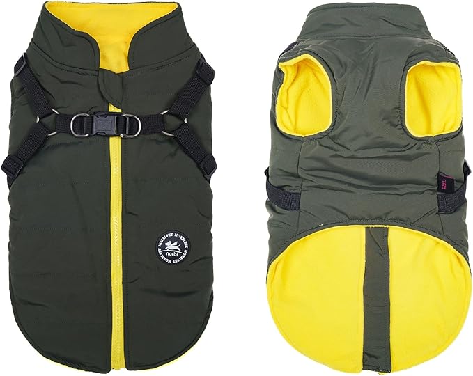 Norbi Dog Coat - Winter Jacket with Built-In Harness, Adjustable Warm Dog Coats for Small, Medium, Large Dogs - Cold Weather Providers