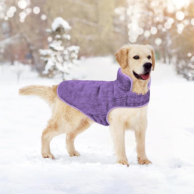 Malier Dog Winter Coat, Reversible Fleece Dog Cold Weather Coats, Windproof Warm Snow Puppy Jacket Vest Pet Clothes for Small Medium Large Dogs (Purple, X-Small)