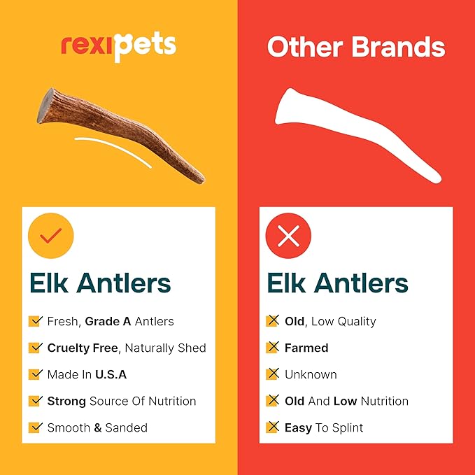100% Natural - Split Antlers for Dogs ( 3pack ) - Naturally Shed in USA - Grade A Long Lasting Chew for Aggressive Chewers - Elk Antlers Dog Antler Chews - Treats & Toys - No Odor & No Mess - Small