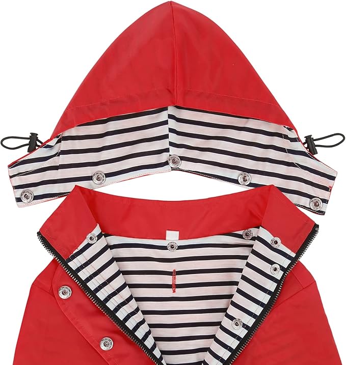 HDE Dog Raincoat Poncho Double Layer Zip Rain Jacket with Removable Hood, Leash Hole for Small to 3XL Dogs and Puppies Red - S