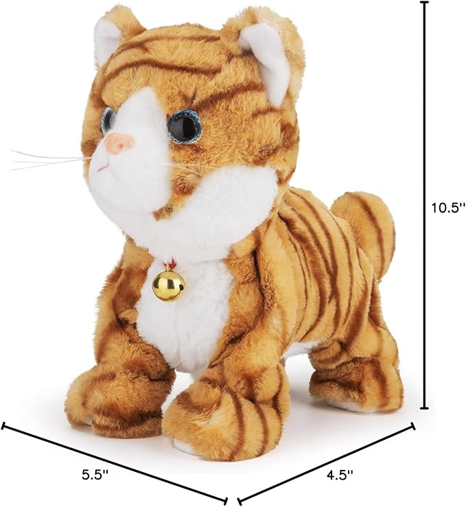Smalody Interactive Electronic Plush Toy - Upgrade with LED Light Eyes Animated Sound Control Electronic Pet, Robot Cat Kitten Toys Gifts for Boys & Girls Kids Birthday Christmas (Yellow)