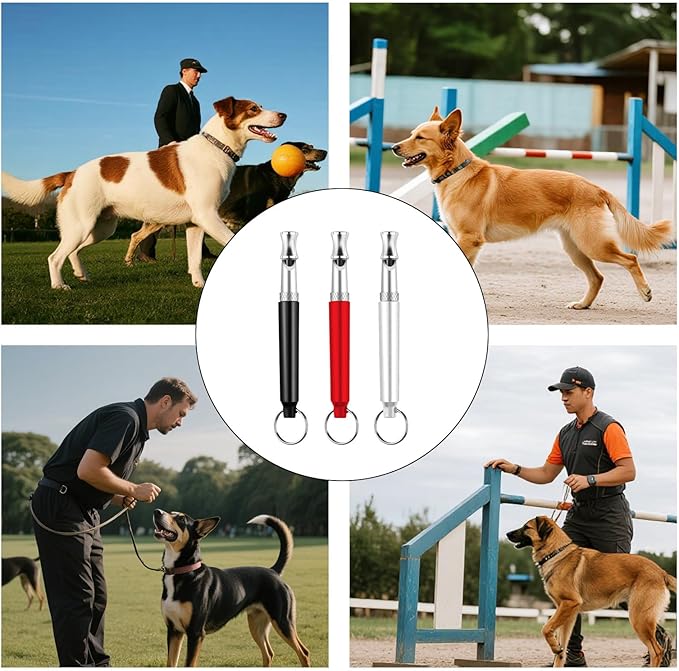 3 Pcs Dog Whistle to Stop Barking with Lanyard, Dog Whistle Training(Black White red)