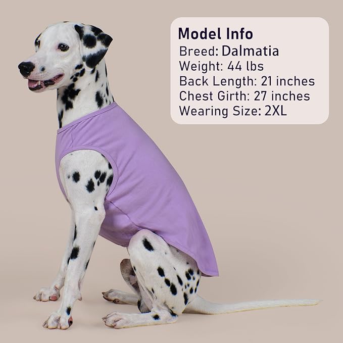 KYEESE 2Pack Dog Shirts for Small Dogs Boy Soft Pet Tee Breathable Striped T Shirt Lightweight Sleeveless Vest Cotton Tank Top Stretchy Clothes, Large,Purple+Striped