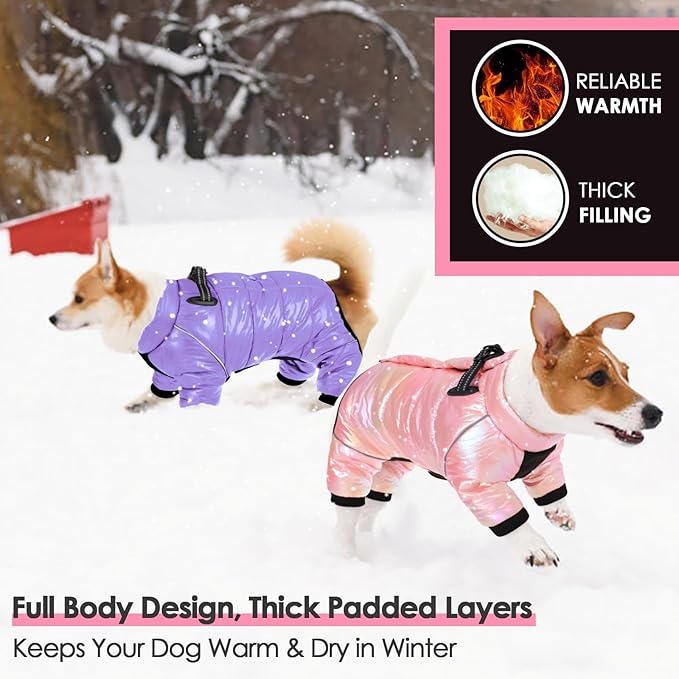 AOFITEE Dog Coat, Waterproof Dog Jacket for Winter, Warm Fullbody Dogs Snowsuit, Winter Coat for Small Dogs, Zip Up Pet Puffer Jacket Fleece Vest, Outdoor Reflective Cold Weather Pet Coats, Medium