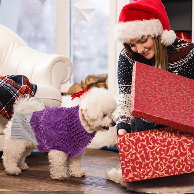ASENKU Warm Dog Sweater for Small Medium Dogs,Pet Sweaters for Fall Winter Dog Clothing,Thicked Pullover Puppy Cat Turtleneck Sweater for Doggie Chihuahua Clothing