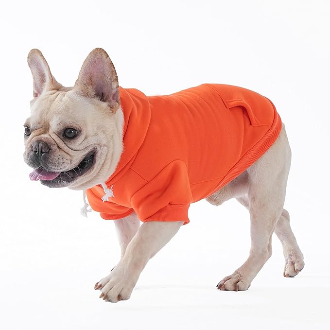 KOOLTAIL Fall Dog Hoodie - Soft & Warm Dog Thanksgiving Sweater with Leash Hole and Pocket, Pet Winter Coat, Cold Weather Clothes Sweatshirt for Small Medium Large Dogs Puppy Cat Boys Girls, Orange XS