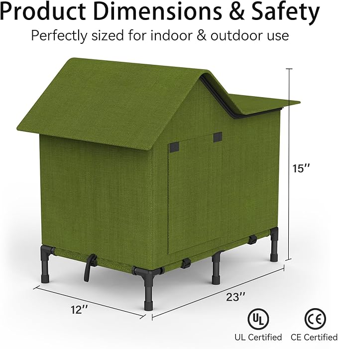 Heated Outdoor Cat House – Weatherproof Winter Shelter for Stray & Outdoor Cats, Insulated & Elevated Design for Porch, Yard, Barn or Garage, Easy Assembly Warm Cat Shelter