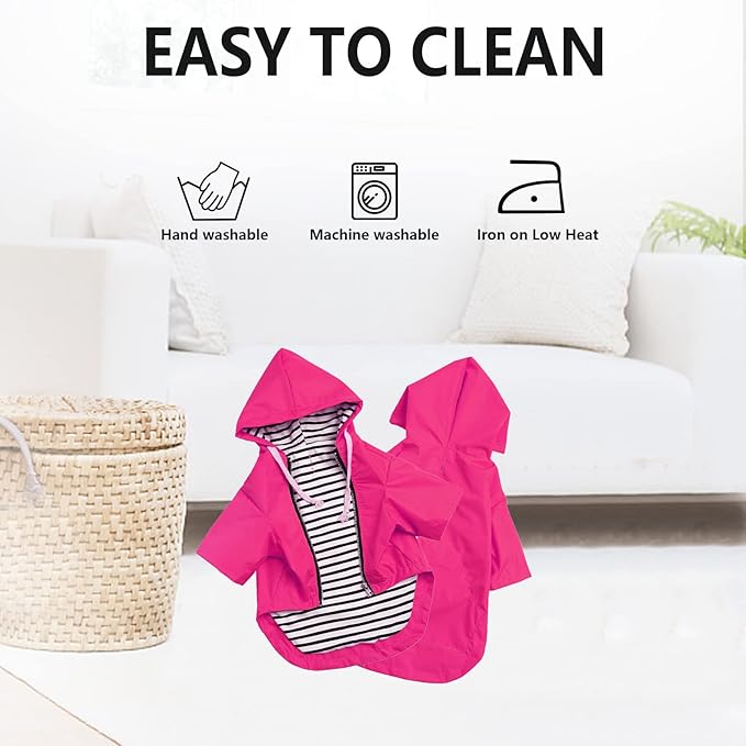 Dog Raincoat rain Jacket Raincoat Dogs Waterproof Small Medium Breeds Zip Closure Storage Pocket Harness Hole Pink XXL