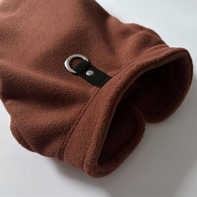 JACKO & CO - Fleece Vest Dog Sweater with Leash Ring - Soft, Warm & Lightweight Pullover Coat for Small & Medium Dogs, Puppies & Cats - Cozy Fall/Winter/Spring Pet Jacket (Chocolate Brown, M (6-10lbs)