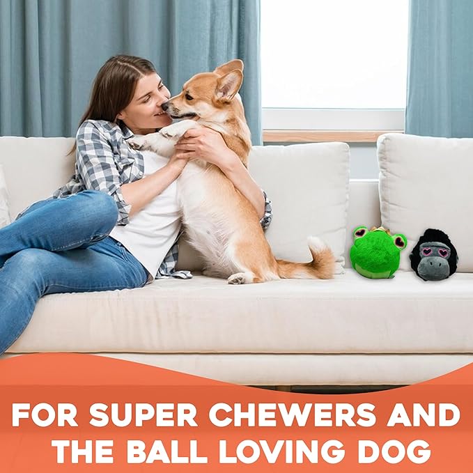 Flourish Pets 2 in 1 Multi-Layer Chew Toy for Active Dogs | Non-Toxic BPA Free Double Stitched Soft Fabric Exterior Dog Toys | Long-Lasting Dog Plush Toys β Love Frog/Love Gorilla 3.5"