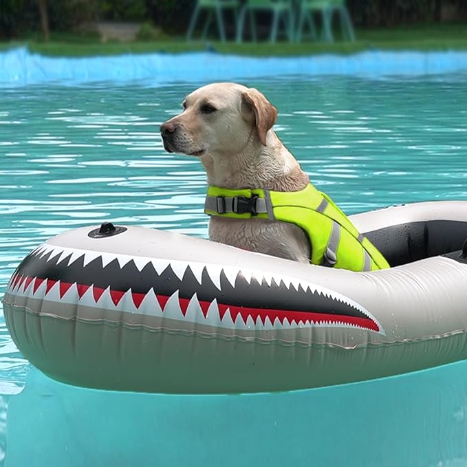 Kuoser Medium Dog Swim Vests - Reflective Life Jackets for Beach & Boating, Green