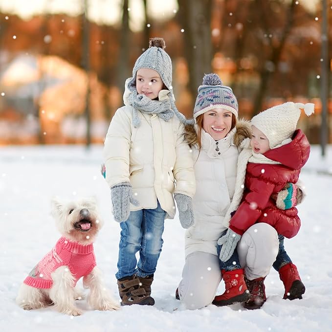 Mihachi Medium Dogs' Pink Turtleneck Sweater - Soft, Warm Knit Dog Coat with Leash Hole for Cold Weather, Fits Large, Cat or Puppy
