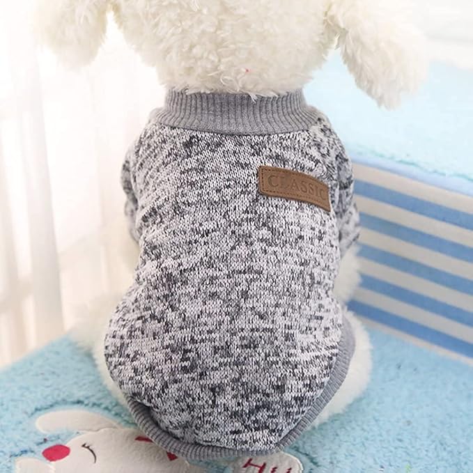 Idepet Pet Dog Classic Sweater Sweatshirt, Soft Fleece Coat for Small,Medium Dog,Warm Pet Dog Cat Clothes,Soft Puppy Customes 2 Color (S, Grey)