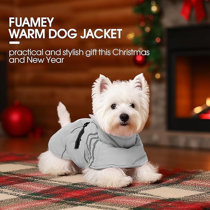 FUAMEY Dog Cold Weather Coats,Dog Winter Jackets for Large Dogs Warm Dogs Coat with Reflective Strips Waterproof Pet Snowsuit Thick Paded Pets Vest for Weimar German Shepherd Grey 3XL