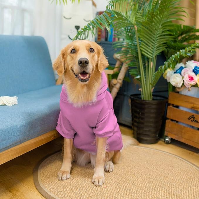 KOOLTAIL Basic Dog Hoodie - Soft and Warm Dog Hoodie Sweater with Leash Hole and Pocket, Dog Winter Coat, Cold Weather Clothes Sweatshirt for Small Medium Large Dogs Puppy Cat Boys Girls Pink XL