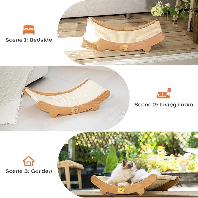 CHEERHOME PETS Sisal Cat Scratcher Bed for Indoor Cats Hammock for Scratching Pad Cat Chair Nartural Sisal Cat Scratch Post for Large Cat Scratcher Lounge(Extra Large)