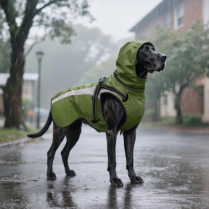 Mosucoirl Dog Raincoat Waterproof Raincoats for Dog Reflective Dogs Rain Jackets with Hood Hoodie Pet Rain Poncho Coat for Small Medium Large Dogs Puppies S-XXL (Green, XL)