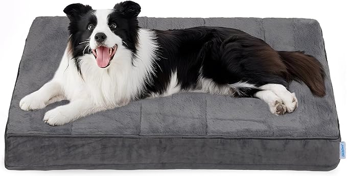 Dog Bed for X Large Dog - Orthopedic Pet Beds with Memory Foam, Waterproof Removable Washable Cover with Non-Slip Bottom, Grey, 41" L x 27" W x 3" H