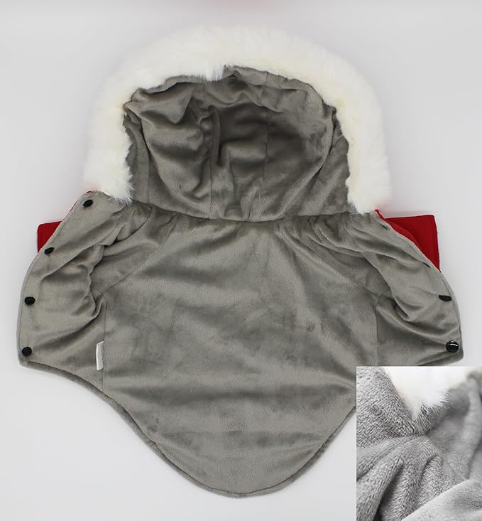 Pet Warm Dog Coat for Winter Cold Weather Clothes Hooded Dog Jacket Small Puppies Medium Large Dog Cat Clothes Insulated Padded Snow Parka (Red, X-Small)