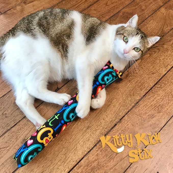 Cat Kicker Toys – 15" Set of 2, Durable Cat & Kitten Kick Sticks with 100% Potent Catnip. Handmade in USA. Encourages Exercise & Interactive Play for Indoor Cats of All Breeds. (Mystery Choice)