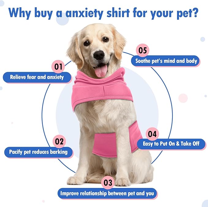 X-Small Anxiety Vest for Dogs,Sleeveless Lightweight Calming Shirt |Adjustable with Chest & Hood for Puppy,Anti-Anxiety Clothes for Noise,Fireworks,Storm(Rose)