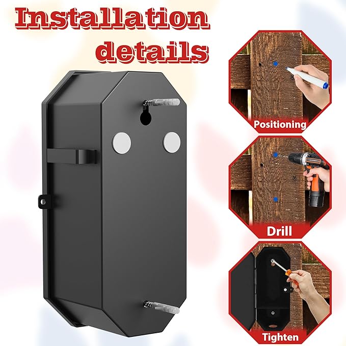 Dog Poop Bag Dispenser Wall Mount with 2Pcs Holders and 8 Rolls of Waste Bag, Metal, Corrosion-resistant, Combination Lock, Dark Gray, Suitable for Outdoor, Indoor, Raising Dogs