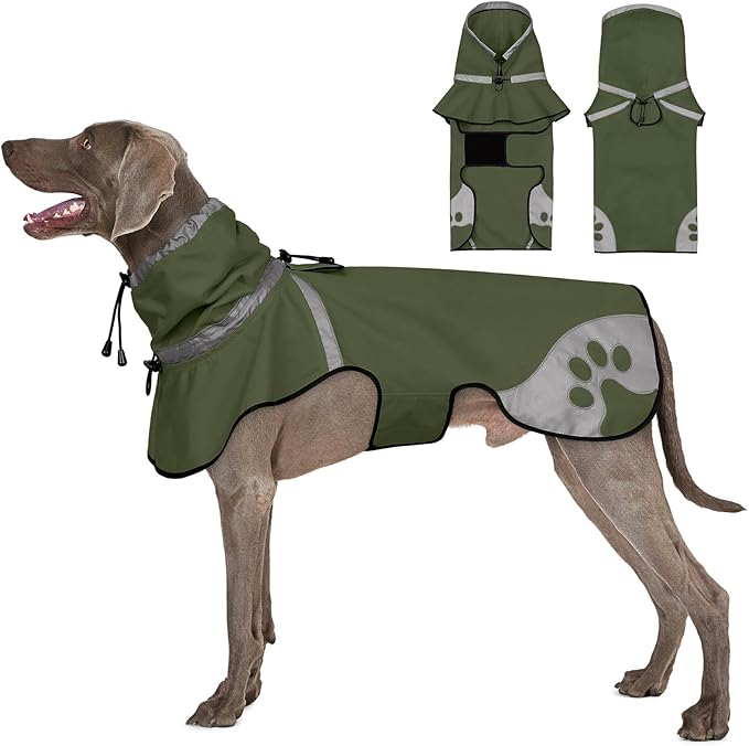 Dog Raincoat for Medium Dogs,Dog Rain Jacket Waterproof,for Adventures, Walking, Hunting(M,Dark Green)