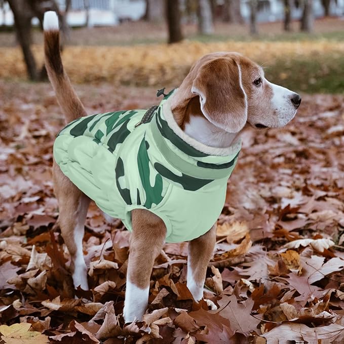 Lelepet Warm Dog Winter Coat Dog Coats for Medium Dogs Waterproof Dogs Jacket with Harness Built in Reflective Cold Weather Coats Windproof Zip-Up Fleece Vest Snowsuit Dachshund Boston Terrier M
