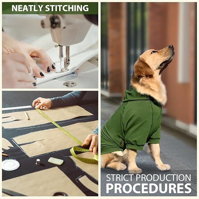Basic Dog Hoodie, Premium Dog Sweater Pullover, Soft & Comfy Cotton Pet Clothes Hoodies with Hat and Leash Hole, Doggy Puppy Sweatshirt Coat for Small Medium Large Dogs - Army Green (Small)