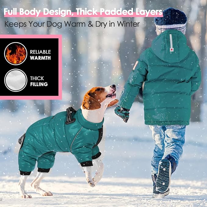 AOFITEE Dog Coat, Waterproof Dog Jacket for Winter, Warm Fullbody Dogs Snowsuit, Winter Coat for Small Dogs, Zip Up Pet Puffer Jacket Fleece Vest, Outdoor Reflective Cold Weather Pet Coats, S