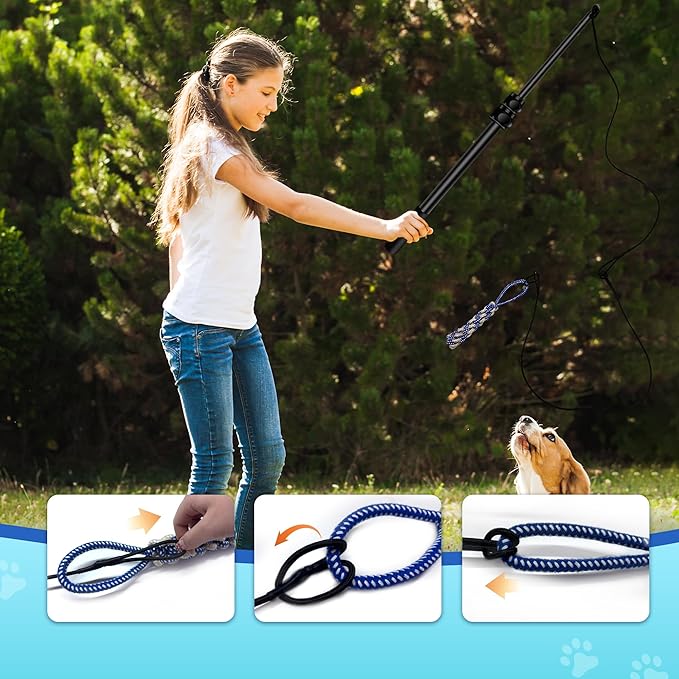 Flirt Pole for Dogs: Durable Dog Rope Toy for Small Medium Large Dogs - Interactive Dog Toys Chase and Tug of War - Lure Chewing Toy for Outdoor Exercise Training