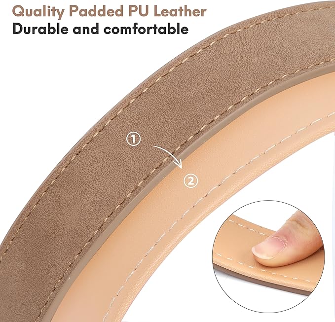Leather Dog Collar for Small Medium Large Dogs, Soft Padded Dog Leather Collar with Heavy Duty Gold Buckle, Durable & Comfortable for Puppy Dogs Daily Walking (Light Brown, XS)