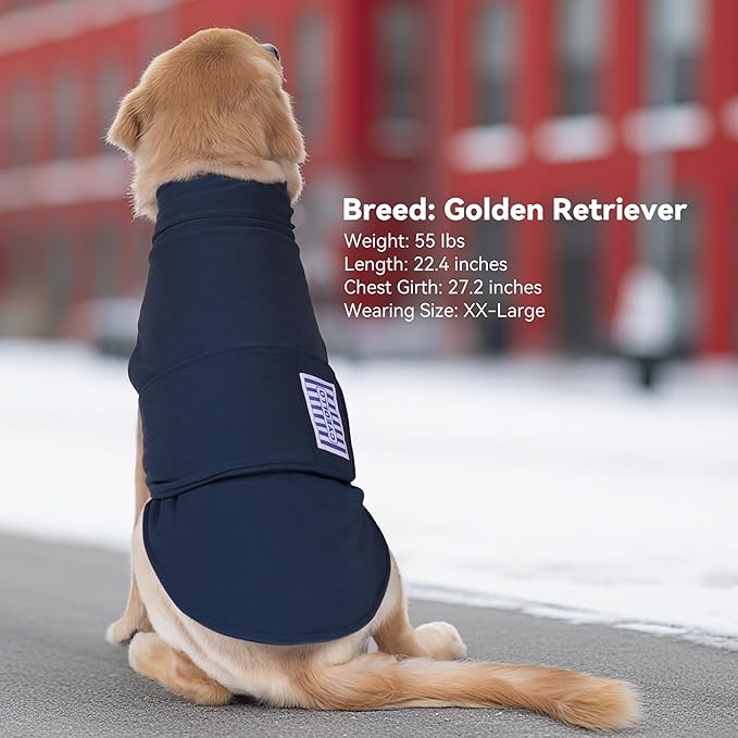 cyeollo Small Dog Sweater, Soft Fleece Sweaters Turtleneck Doggy Sweatshirt Warm Fall Winter Vest Stretchy Pet Clothes for Puppy Soft Doggie Coat Girl & Boy, Navy S
