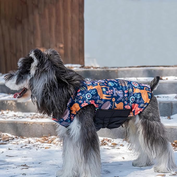 CuteBone Winter Dog Coat - Waterproof Windproof Reversible Vest, Thick Adjustable Cold Weather Jacket for Small Medium Large Dogs, Soft With Leash Hole