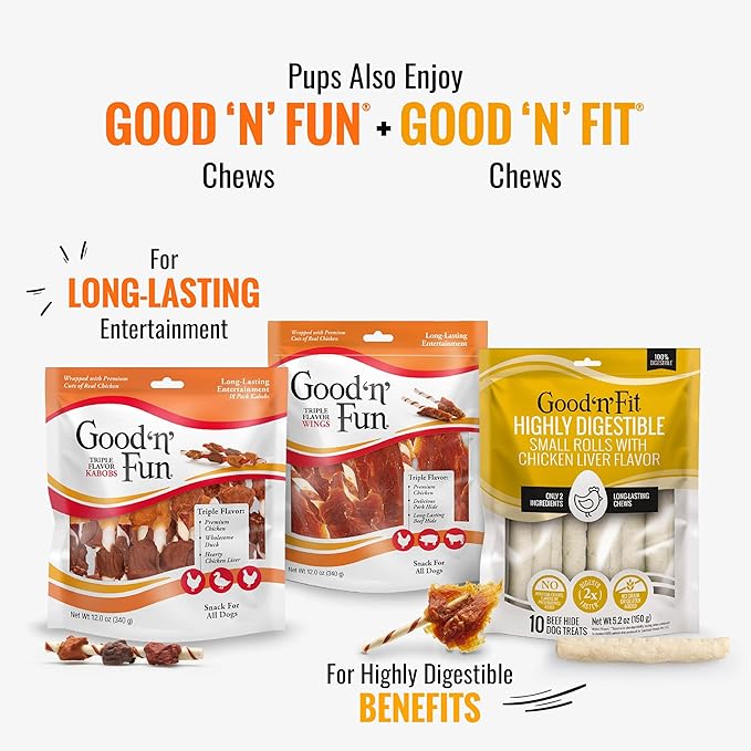 Good 'n' Tasty Triple Flavor Puree Mix-Ins Dog Food Topper Treats for All Dogs, 7 Count, Easy Single-Serve Portions, Added Protein with Tuna, Chicken and Duck (Pack of 2)