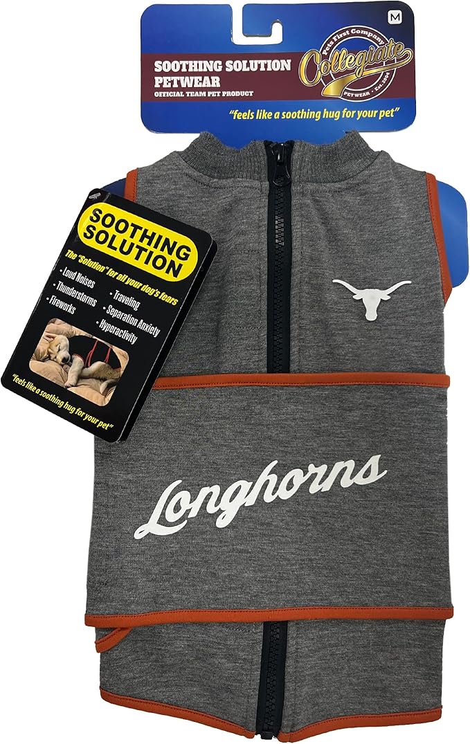 NCAA Texas Longhorns Dog Anxiety Shirt Calming Soothing Vest, for Dogs & Cats with Anxiety, Fears, Fireworks, Loud Noises, Dark, Lonely Keeps Dogs Calm Feeling Safe, Relaxing Jacket, X-Small