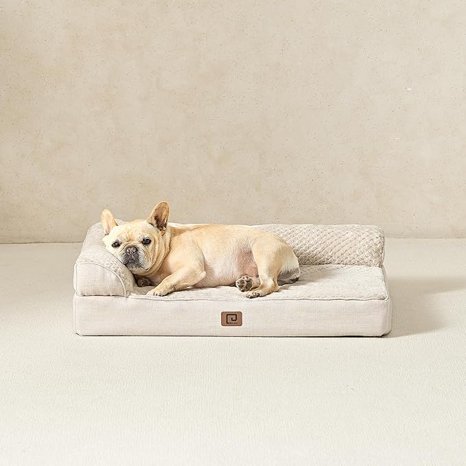 EHEYCIGA Memory Foam Dog Bed XLarge Sized Dogs, Extra Large Dog Bed Orthopedic with Washable Removable Cover, Waterproof XL Pet Bed Couch for Crate, 41x27x6 Inches, Beige