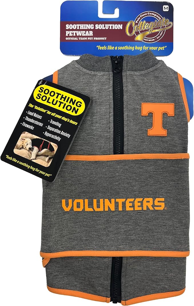 NCAA Tennessee Volunteers Dog Shirt Calming Soothing Vest for Dogs Cats with Fears, Fireworks, Loud Noises, Dark, Lonely Keeps Dogs Calm Feeling Safe, Relaxing Jacket Large